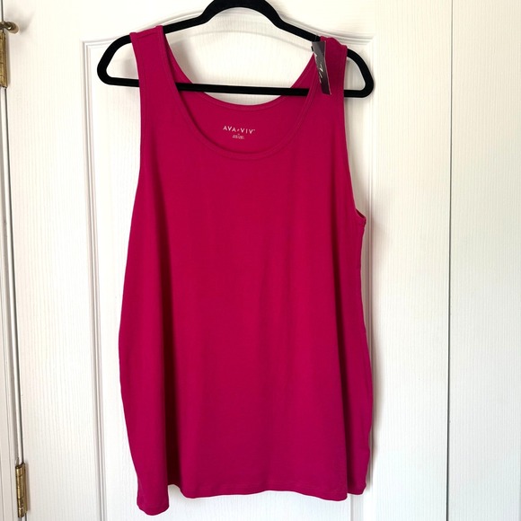 Ava & Viv Tops - NWT Ava & Viv Plus Size Tank Top 3X Pink Scoop Neck Sleeveless Womens Layering